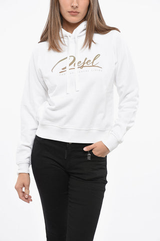 Felpa Hoodie F-REGGY in Cotone Garzato con Logo Dorato