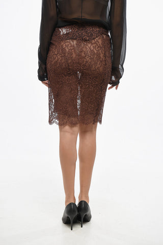 Sheer Macramé Lace Midi Skirt