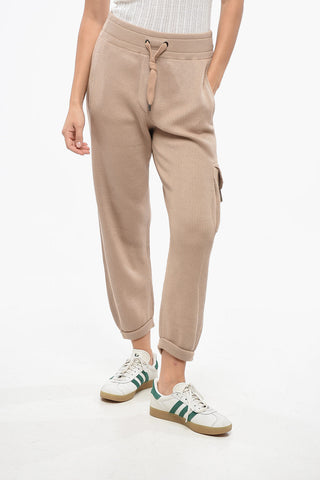 리브드 카고 팬츠 스트라스 장식