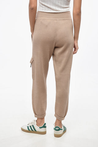 리브드 카고 팬츠 스트라스 장식