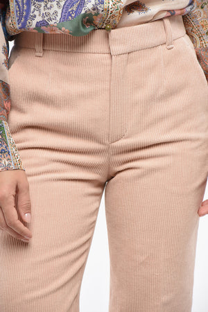 Ribbed Velour Single-Pleat Trousers