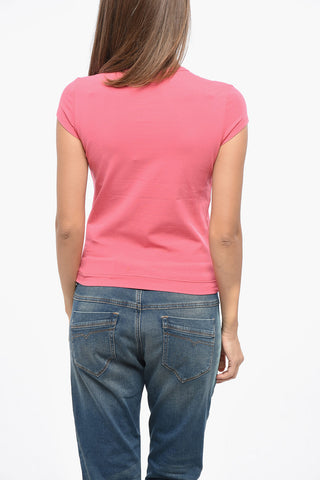 Crewneck Stretch Cotton T-Shirt T-ANGIE-OUT Solid Color