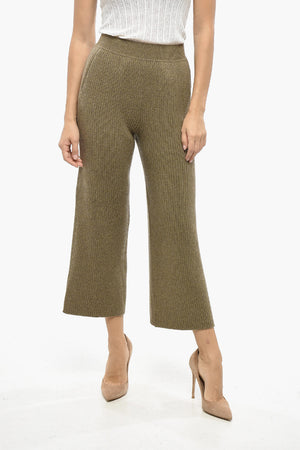 Ribbed Cashmere Palazzo Trousers