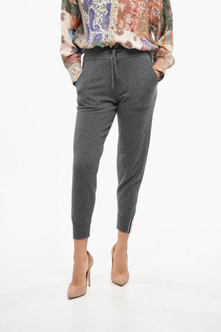 Solid Color Cashemere Joggers with Drawstring Waist