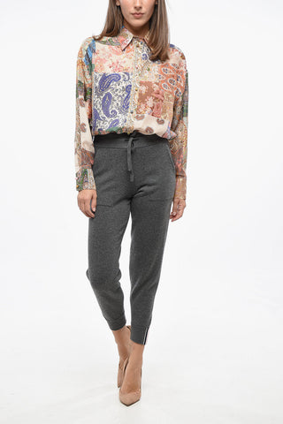 Solid Color Cashemere Joggers with Drawstring Waist