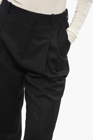 Wool Pinstriped Single-Pleat Trousers