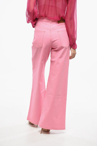 5-Pocket Wide-Leg Trousers with Logo Button