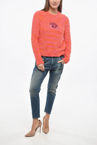 Fluffy Pullover M-KYRA Bicolor Mit Logoplatte