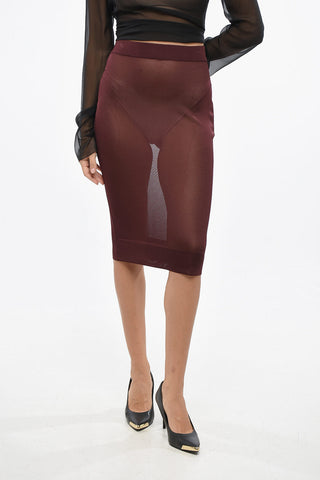Sheer Solid-Color Midi Skirt