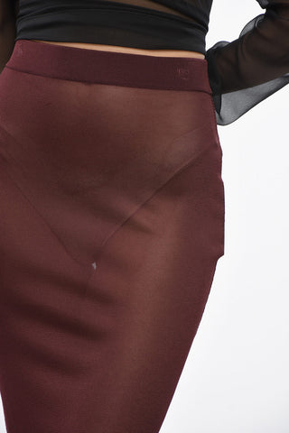 Sheer Solid-Color Midi Skirt