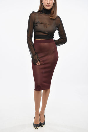Sheer Solid-Color Midi Skirt