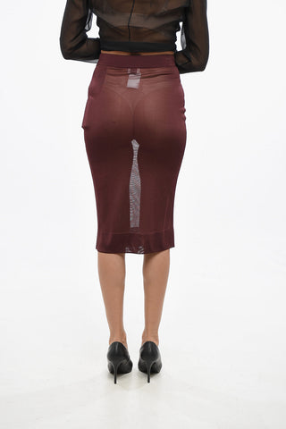 Sheer Solid-Color Midi Skirt