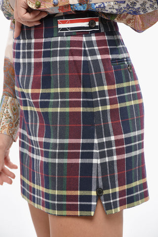 Tartan Wool Mini Skirt With Half Zip