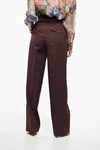 Wool Wide Leg Pants with Belt