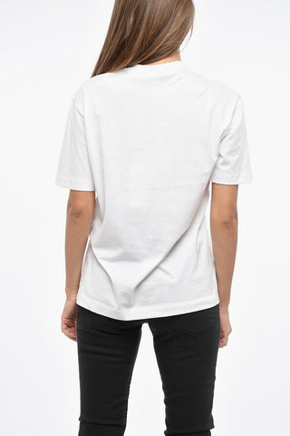 Cotton Crew-neck T-shirt with Frontal Floral-Print