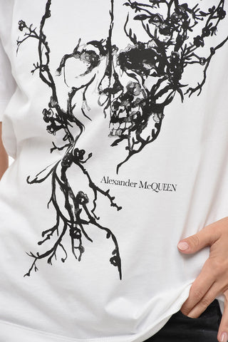 Cotton Crew-neck T-shirt with Frontal Floral-Print