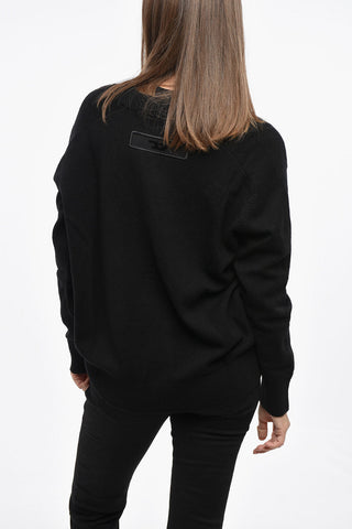 Wool Cardigan with Tulle Detail