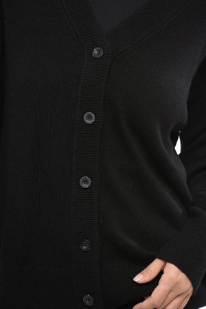 Wool Cardigan with Tulle Detail