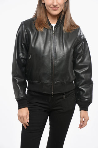 가죽 봄버 L-ILAN 지퍼 여밈