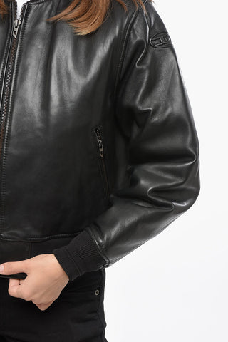 가죽 봄버 L-ILAN 지퍼 여밈