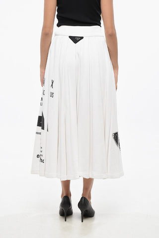 Pleated Flared Maxi Skirt with Contrasting Prints