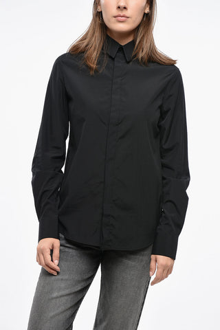 Camicia in Popeline con Abbottonatura Nascosta