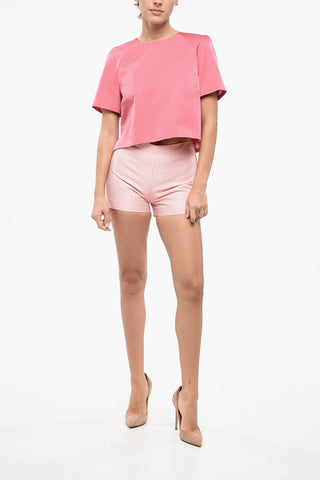 Shorts aus Baumwollmischung mit Hahnentritt-Muster