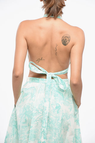 Halterneck-Crop-Top aus Baumwolle mit Azulejo-Muster