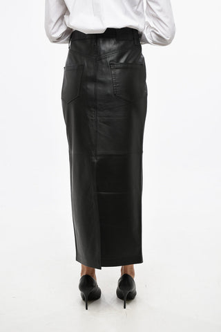 가죽 미디 스커트 COLUMN 뒷트임