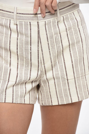 Cotton-Blend Shorts with Bayadere Pattern