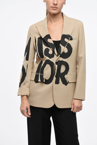 Wool Blend MISS DIOR Blazer with Peak Lapel