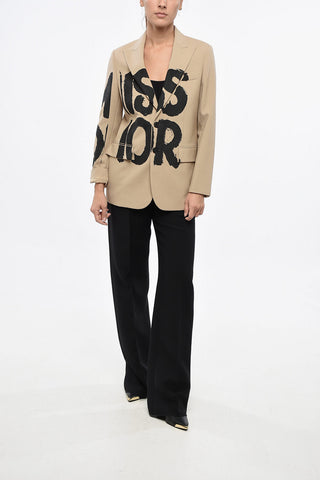 Wool Blend MISS DIOR Blazer with Peak Lapel