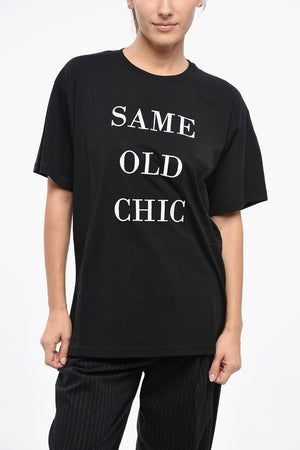 COUTURE! Cotton Crewneck T-Shirt with Contrast Embroidery