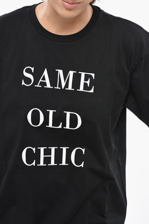 COUTURE! Cotton Crewneck T-Shirt with Contrast Embroidery