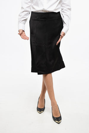 Solid Satin Midi Skirt