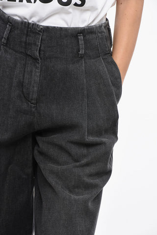 Double Pleat Wide Leg Jeans 29cm