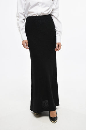 허리 밴딩 부클 맥시 플레어 스커트