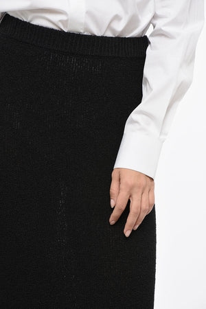 허리 밴딩 부클 맥시 플레어 스커트