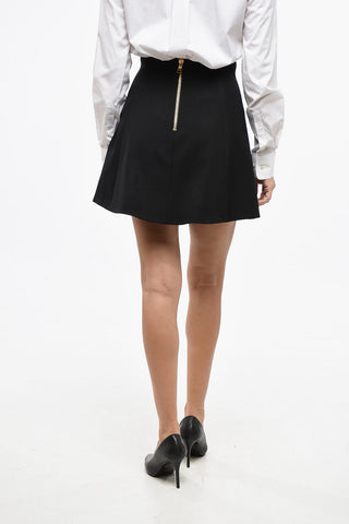 Wool Double-Breasted Miniskirt with Logo Buttons