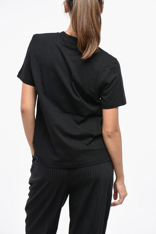 Cotton Crewneck T-Shirt with Embroidered Side Logo