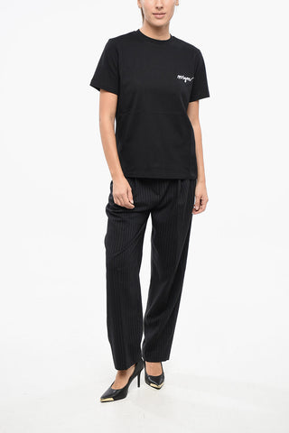 Cotton Crewneck T-Shirt with Embroidered Side Logo