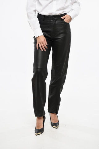 Leather 5 Pockets Pants with Belt Loops