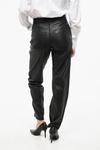 Leather 5 Pockets Pants with Belt Loops