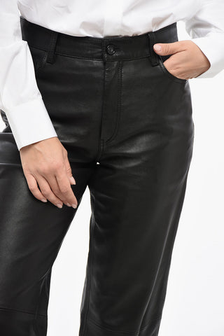 Leather 5 Pockets Pants with Belt Loops