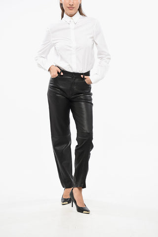 Leather 5 Pockets Pants with Belt Loops