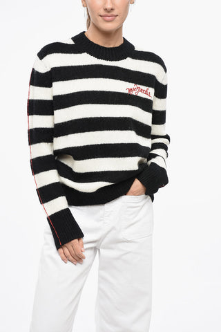 Two-Tone Striped Crewneck Sweater