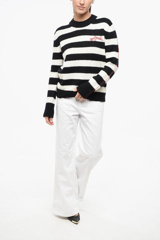 Two-Tone Striped Crewneck Sweater