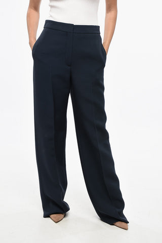 Silk Blend Straight Fit Pants with Flush Pockets