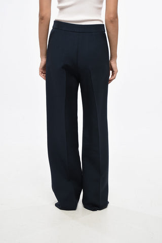Silk Blend Straight Fit Pants with Flush Pockets