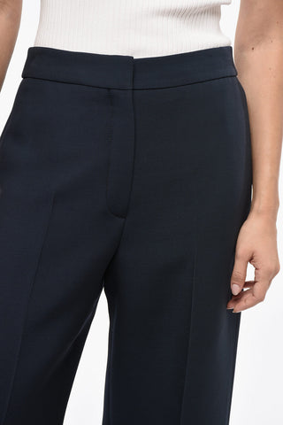Silk Blend Straight Fit Pants with Flush Pockets